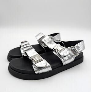 Steve Madden Marnie Slingback Sandal Hook & Loop Women's Silver Size US7.5M EU38
